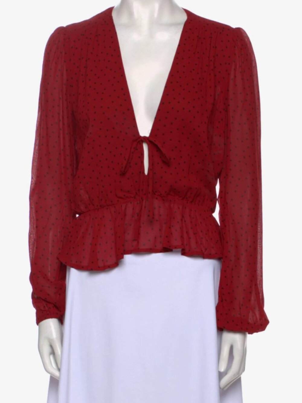 Reformation Plunge Neckline Long Sleeve Crop Top